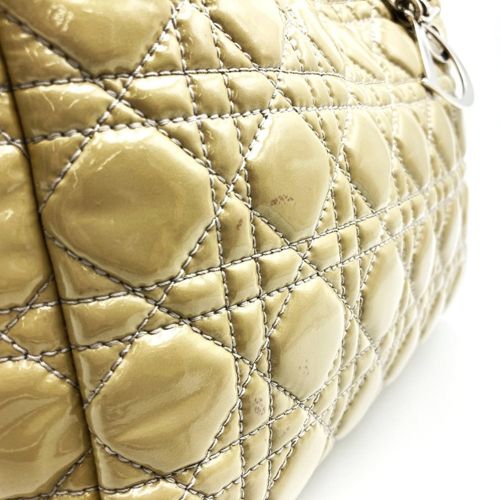 Christian Dior Beige Patent Leather Shoulder Bag  
