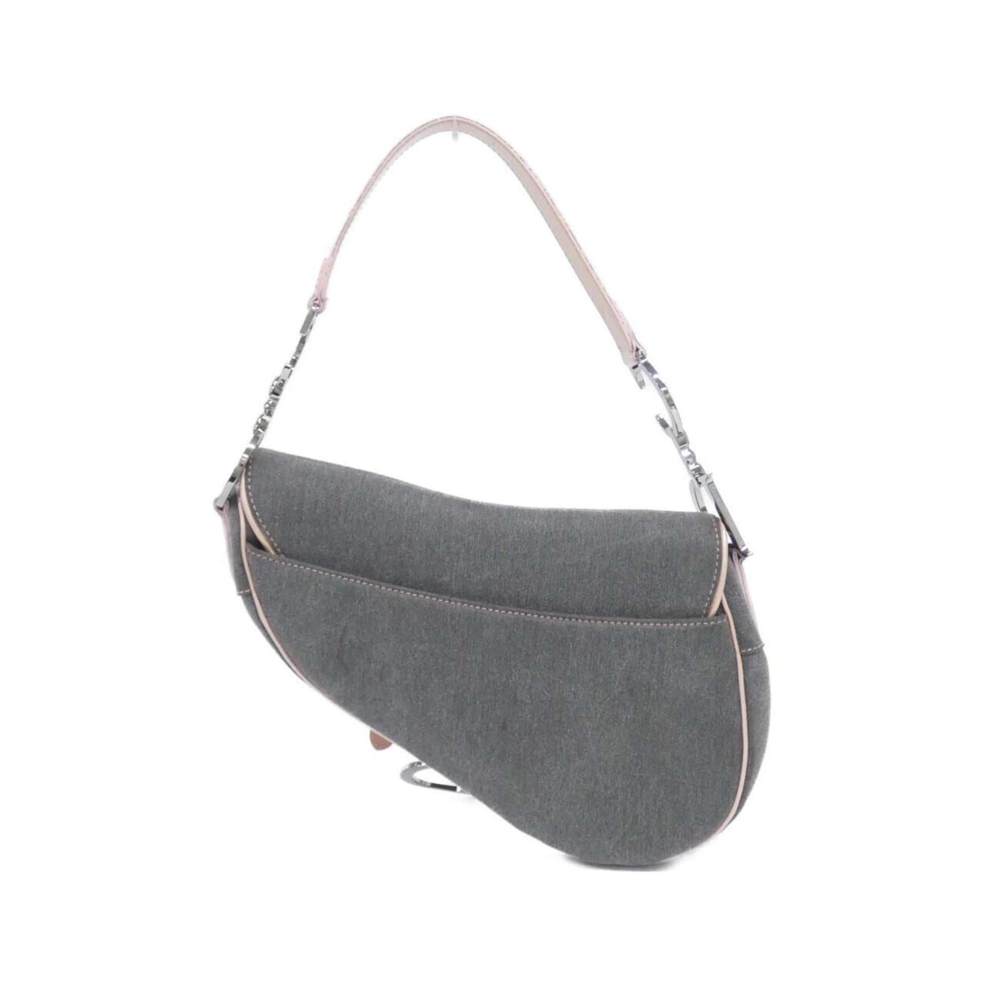 Christian Dior Gray Pink Denim Shoulder Bag  