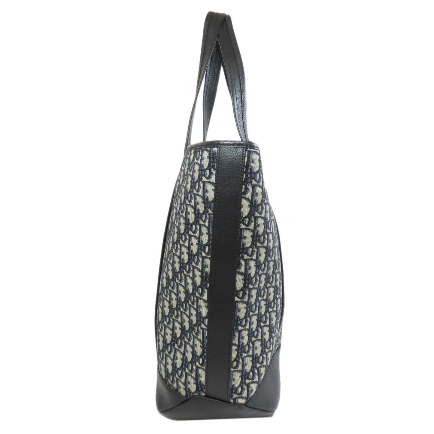 Christian Dior Navy Canvas Leather Tote Bag  