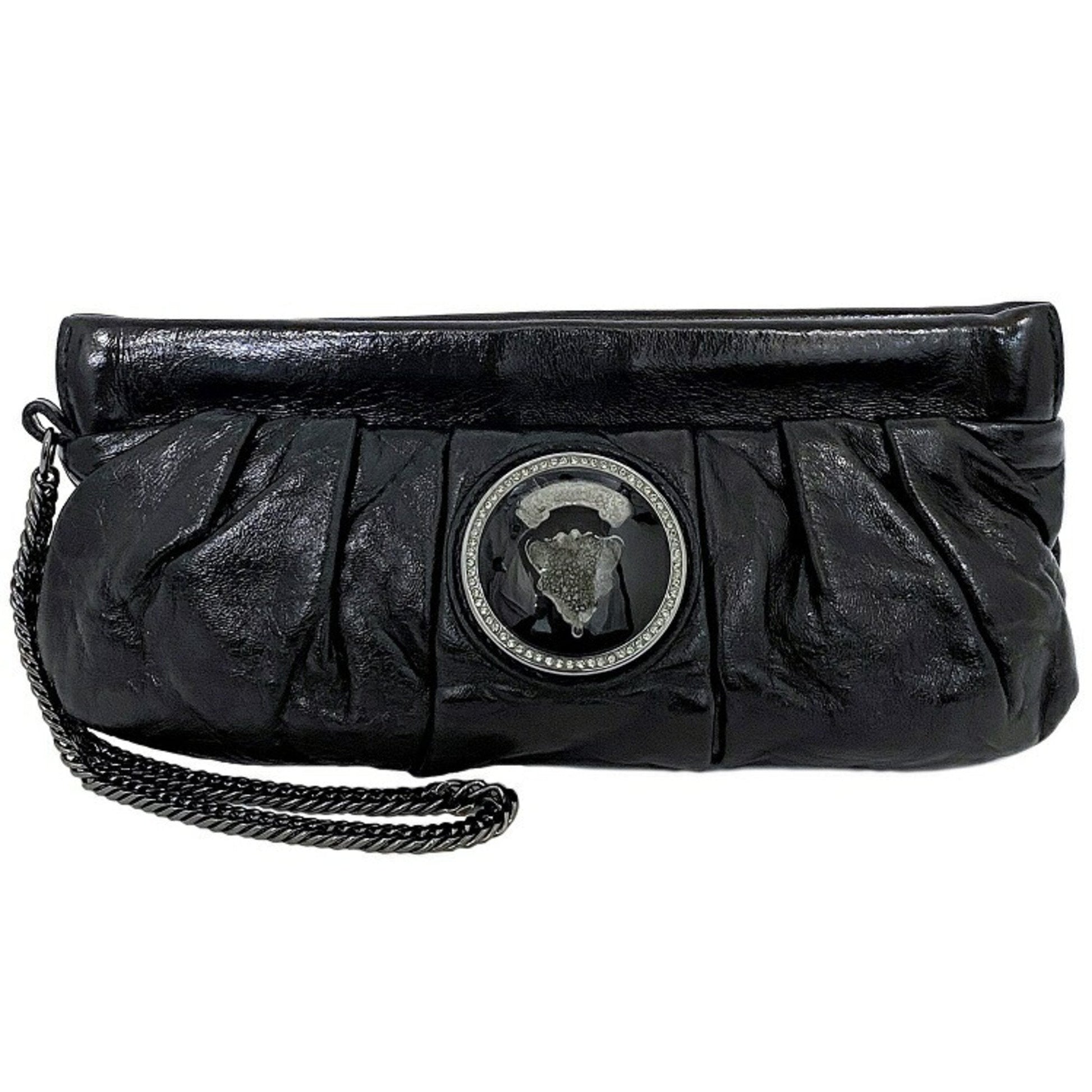 Gucci Black Leather Patent Leather Clutch Style 2
