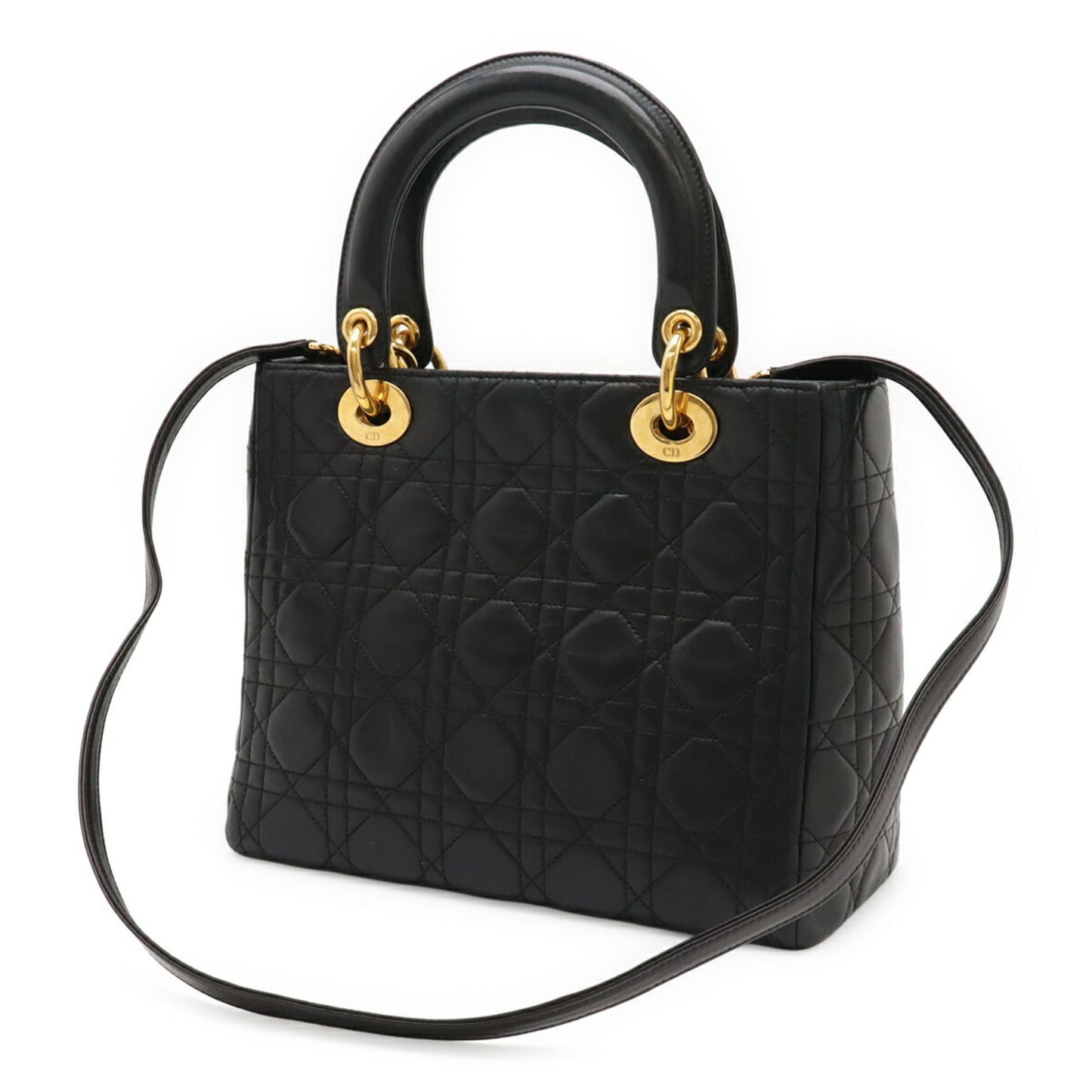 Christian Dior Black Leather Handbag Tote Bag  
