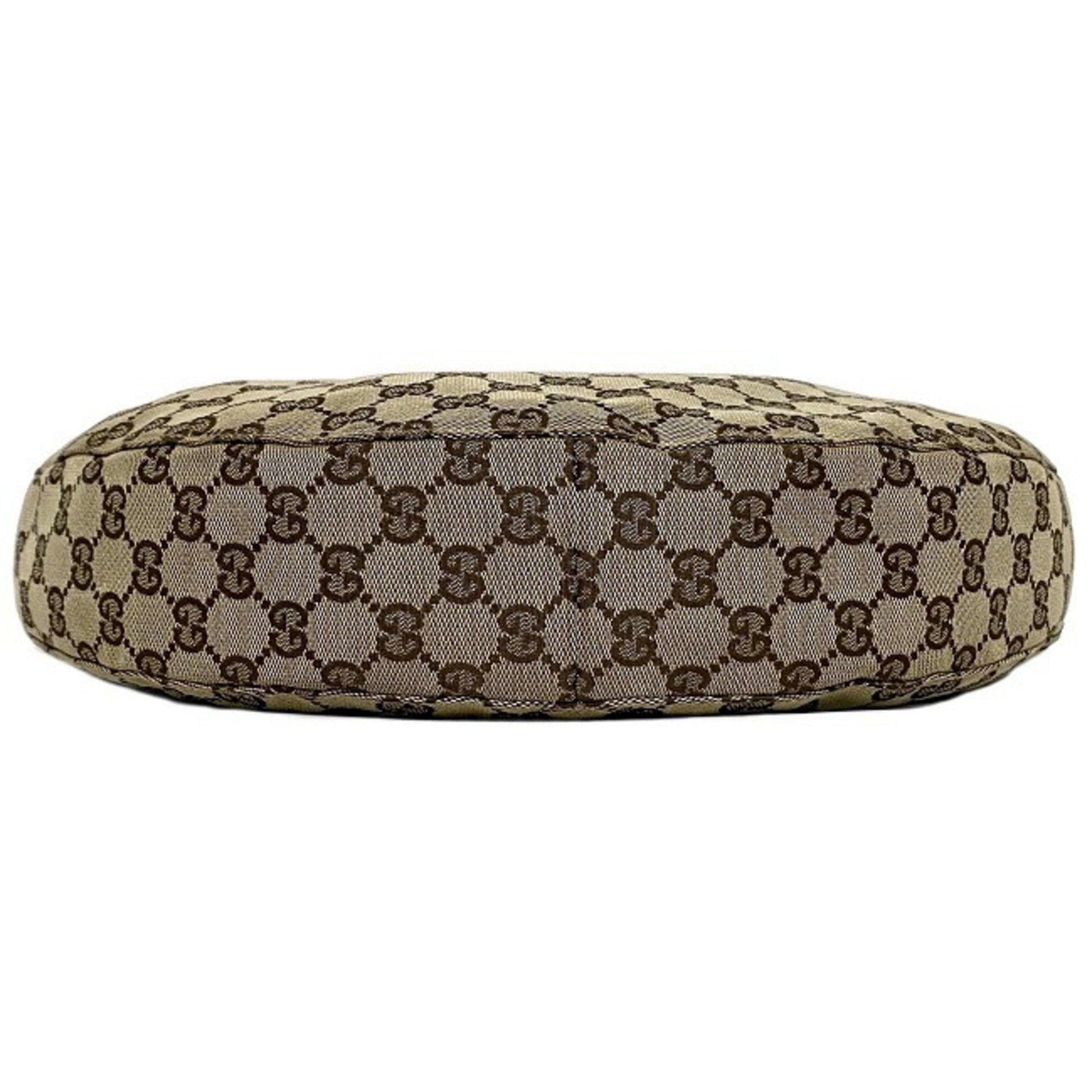 Gucci Bamboo Beige Leather Canvas Shoulder Bag