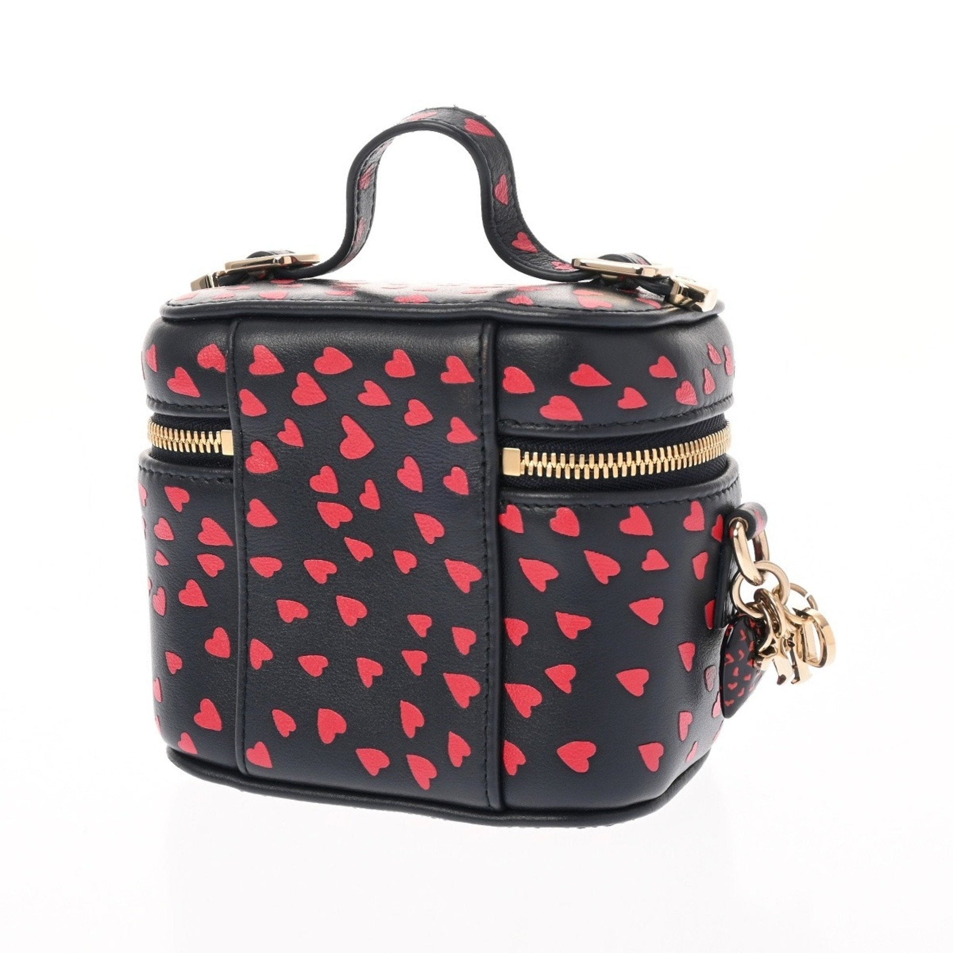 Christian Dior Black Red Color Leather Vanity Bag  
