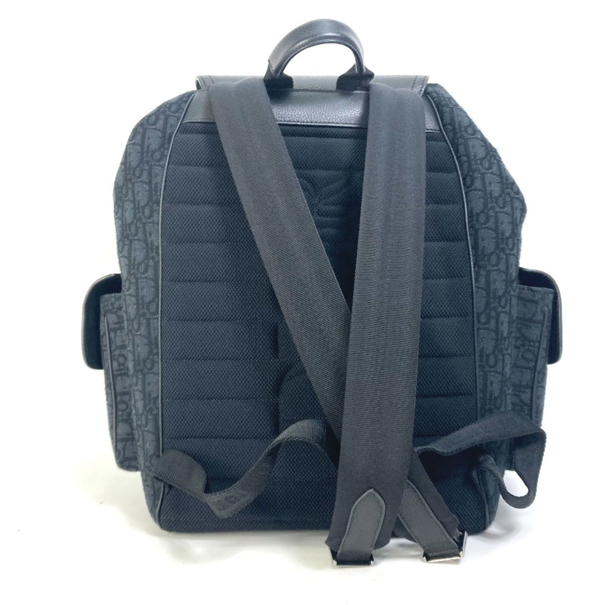 Christian Dior Black Navy Canvas Leather Backpack  