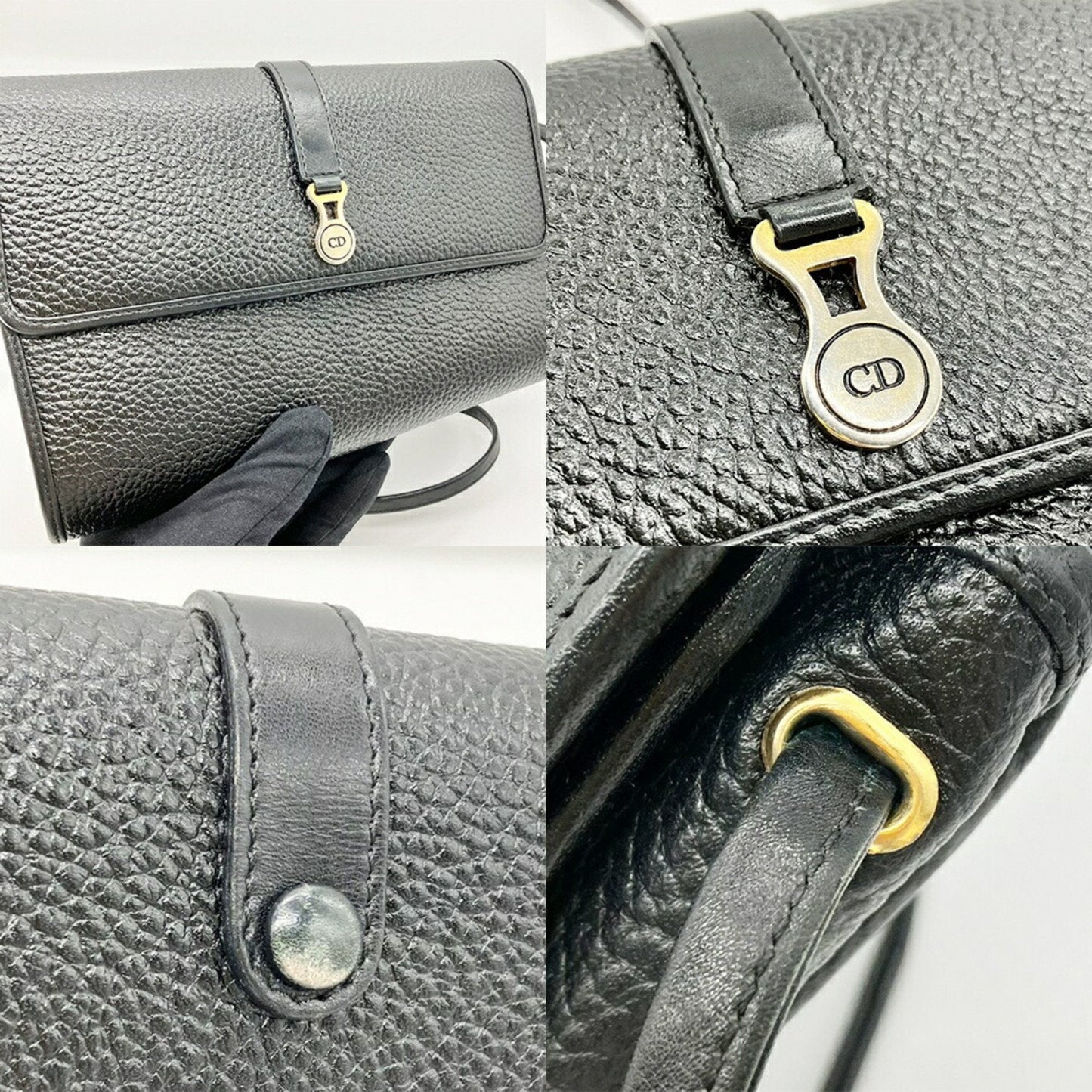 Christian Dior Black Leather Pochette Shoulder Bag  