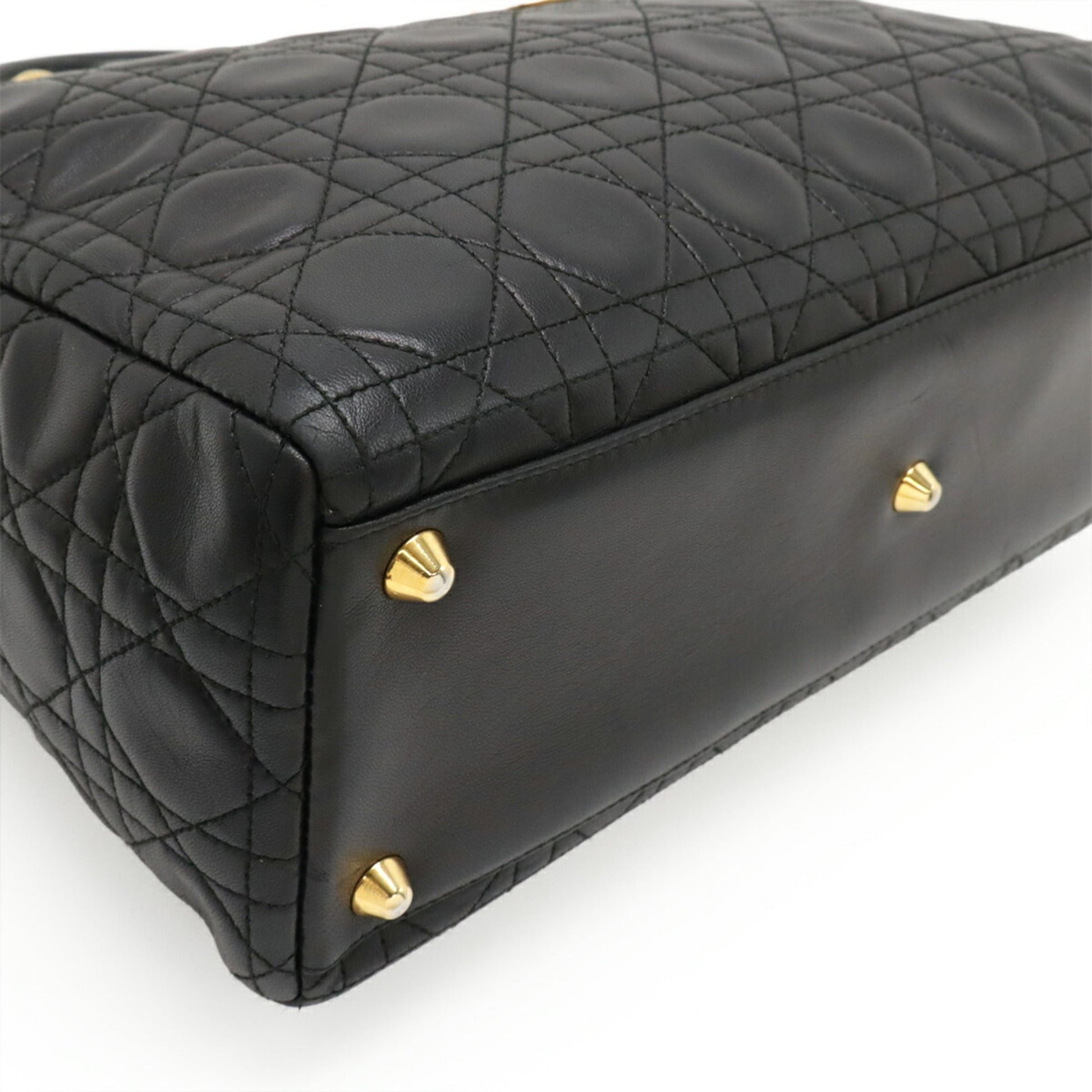 Christian Dior Black Leather Handbag Tote Bag  