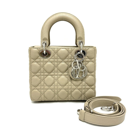 Christian Dior Lady Dior Beige Leather Handbag  
