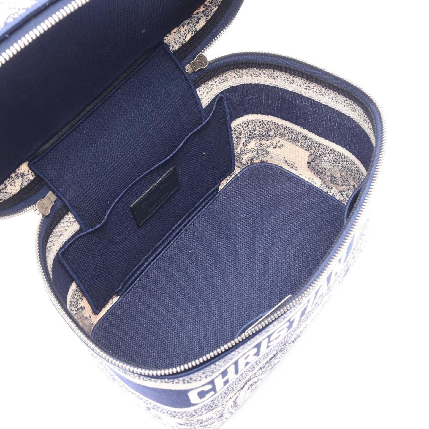Christian Dior Navy White Canvas Handbag  