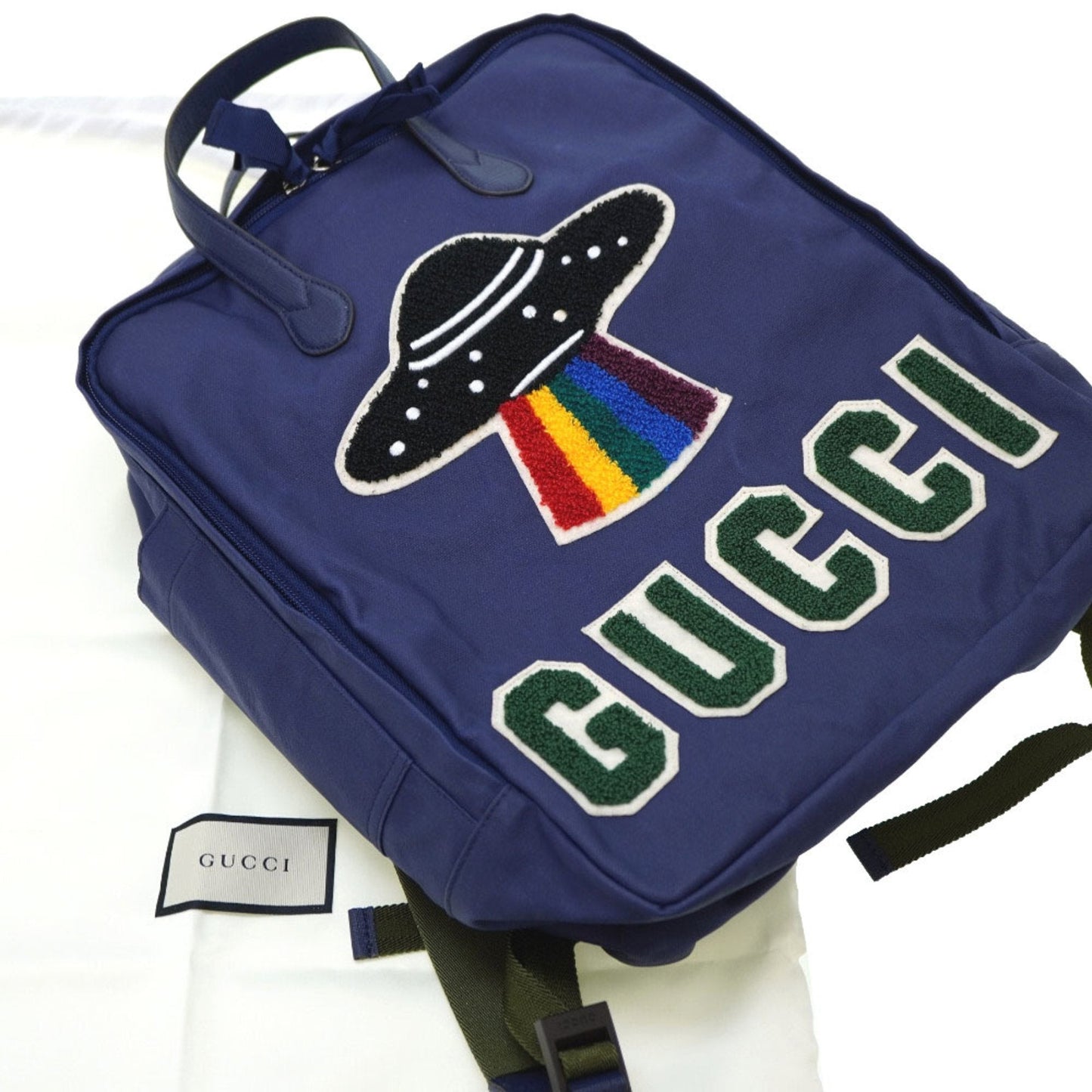 Gucci Lou Leather Canvas Backpack