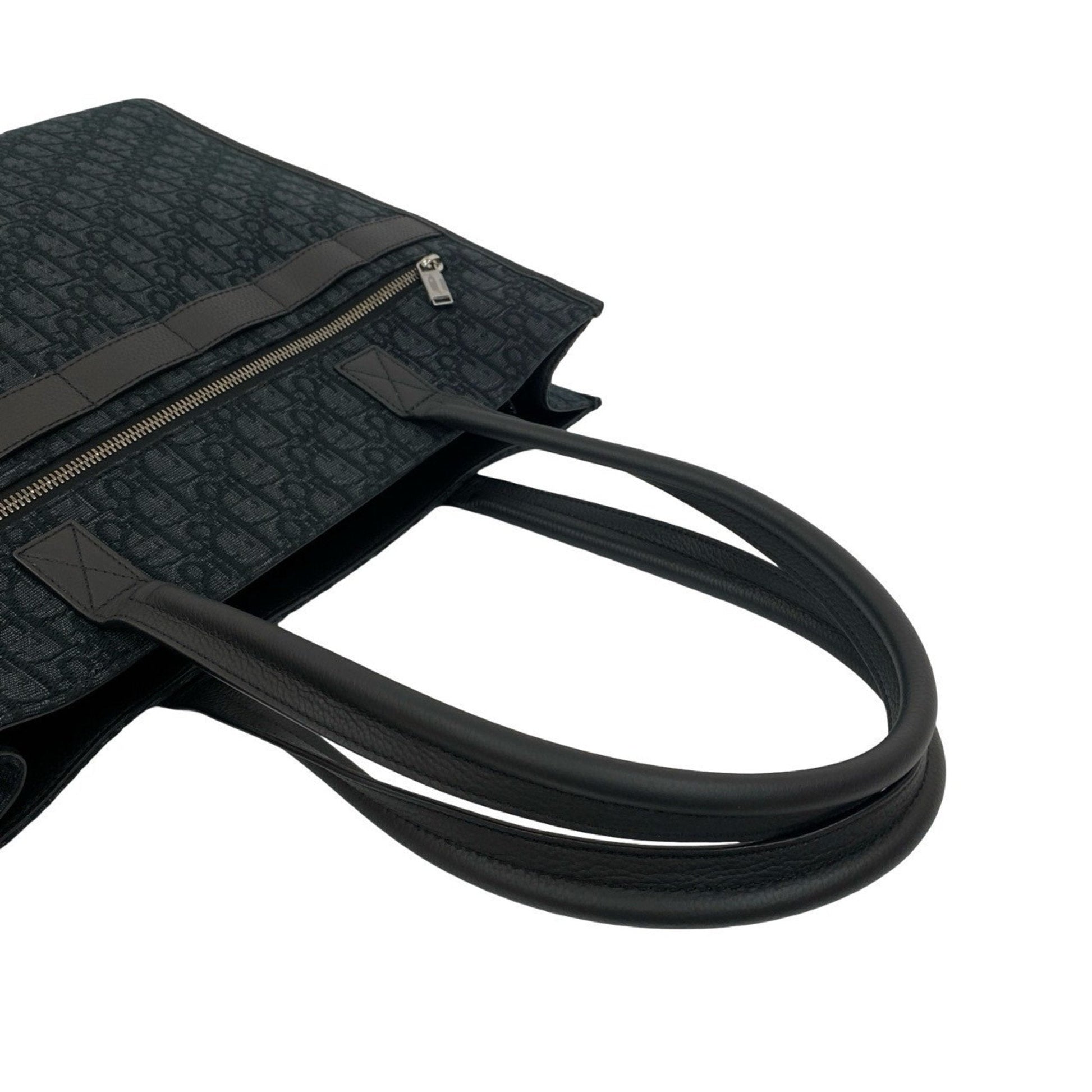 Christian Dior Black Canvas Leather Tote Bag  