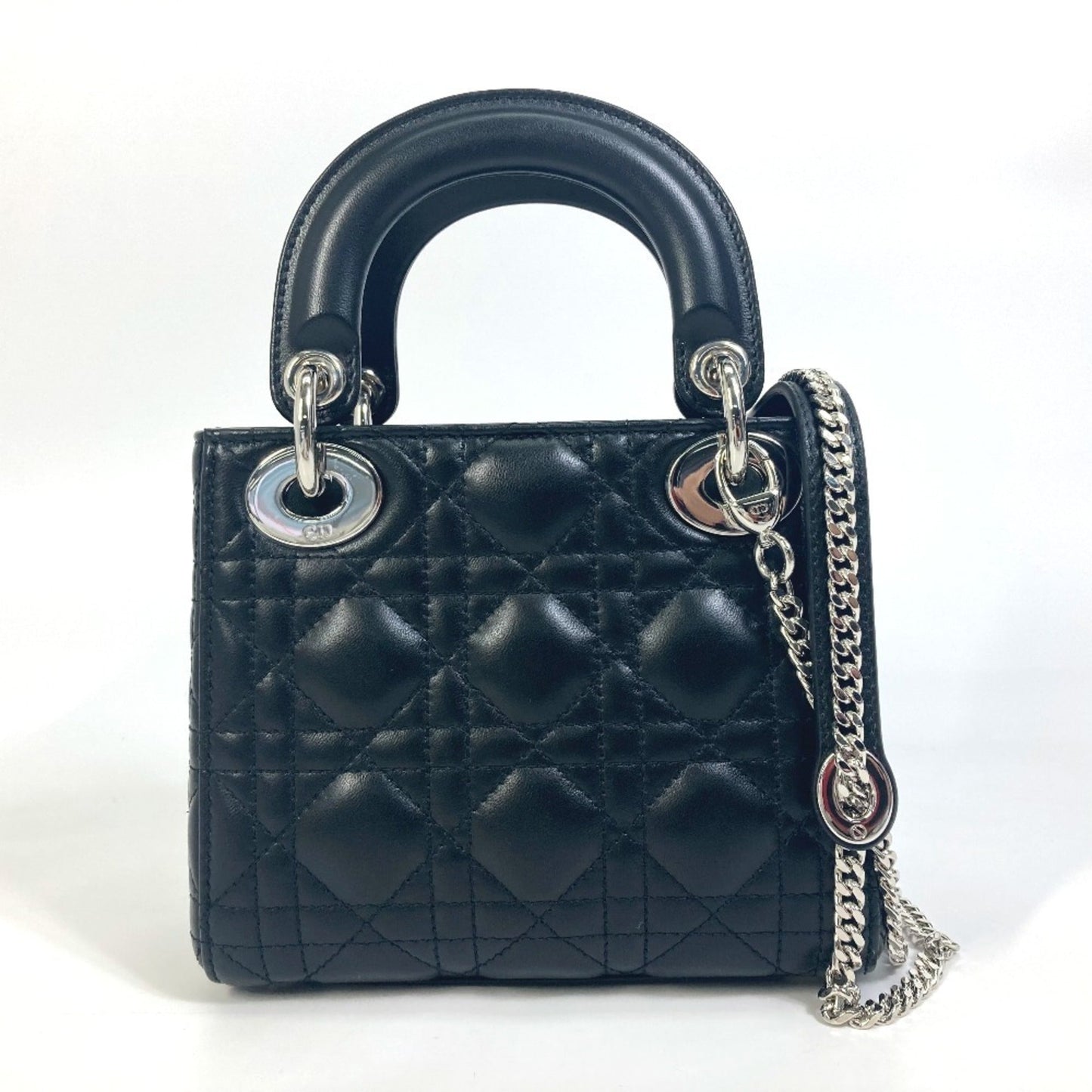 Christian Dior Lady Dior Black Leather Shoulder Bag  