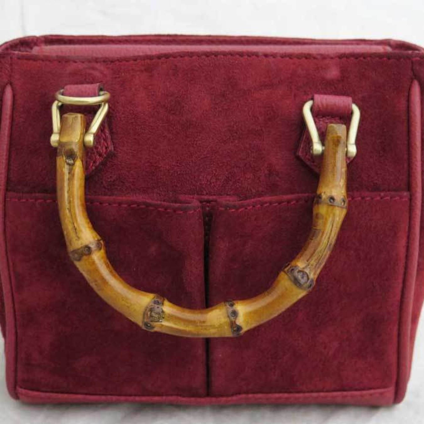 Gucci Bamboo Red Leather Suede Shoulder Bag