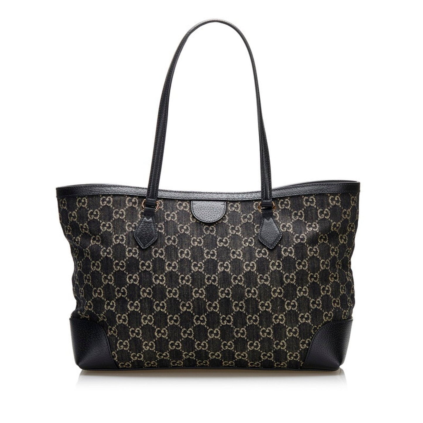 Gucci Black Leather Canvas Tote Style 33