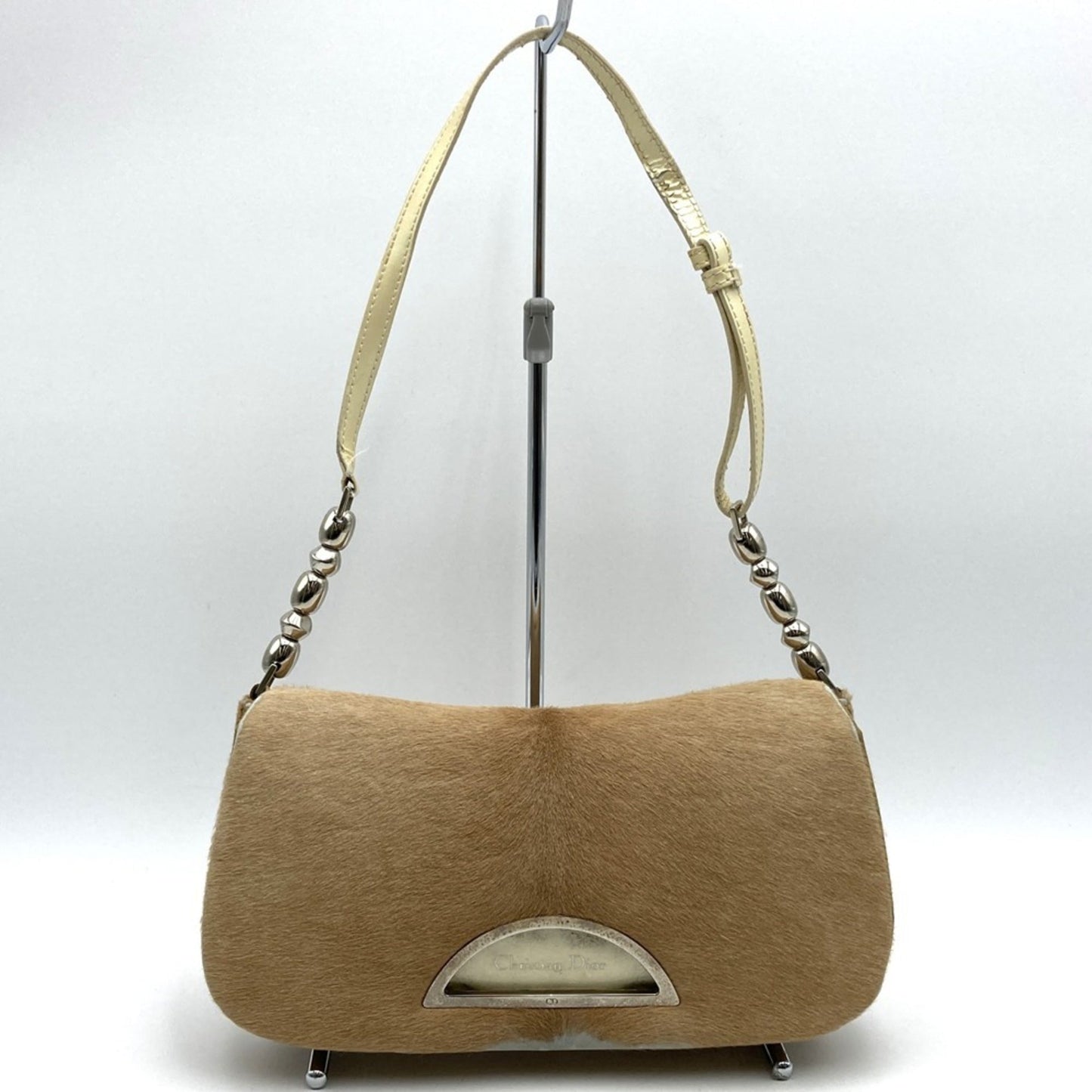 Christian Dior Beige Pvc Leather Handbag  