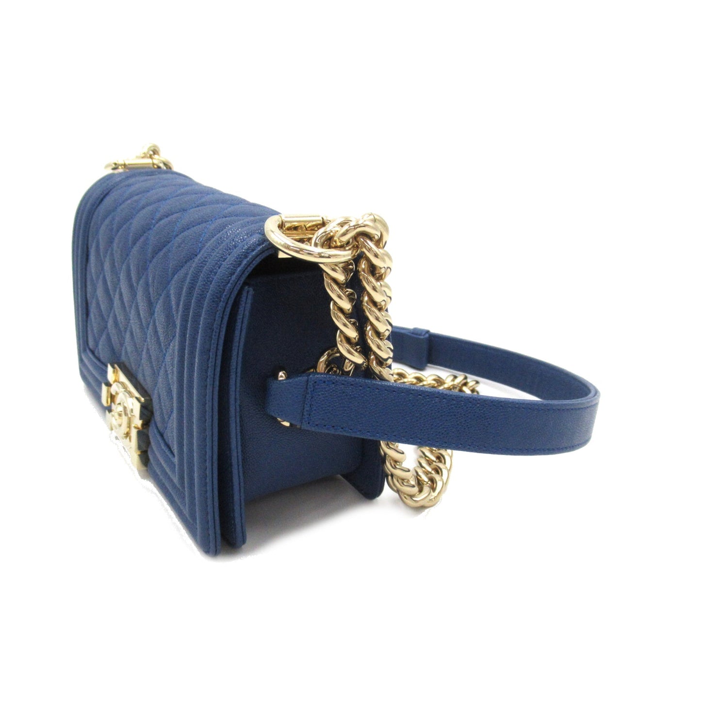 CHANEL Boy Chanel ChainShoulder Blue Caviar Skin Grained Calf A676851