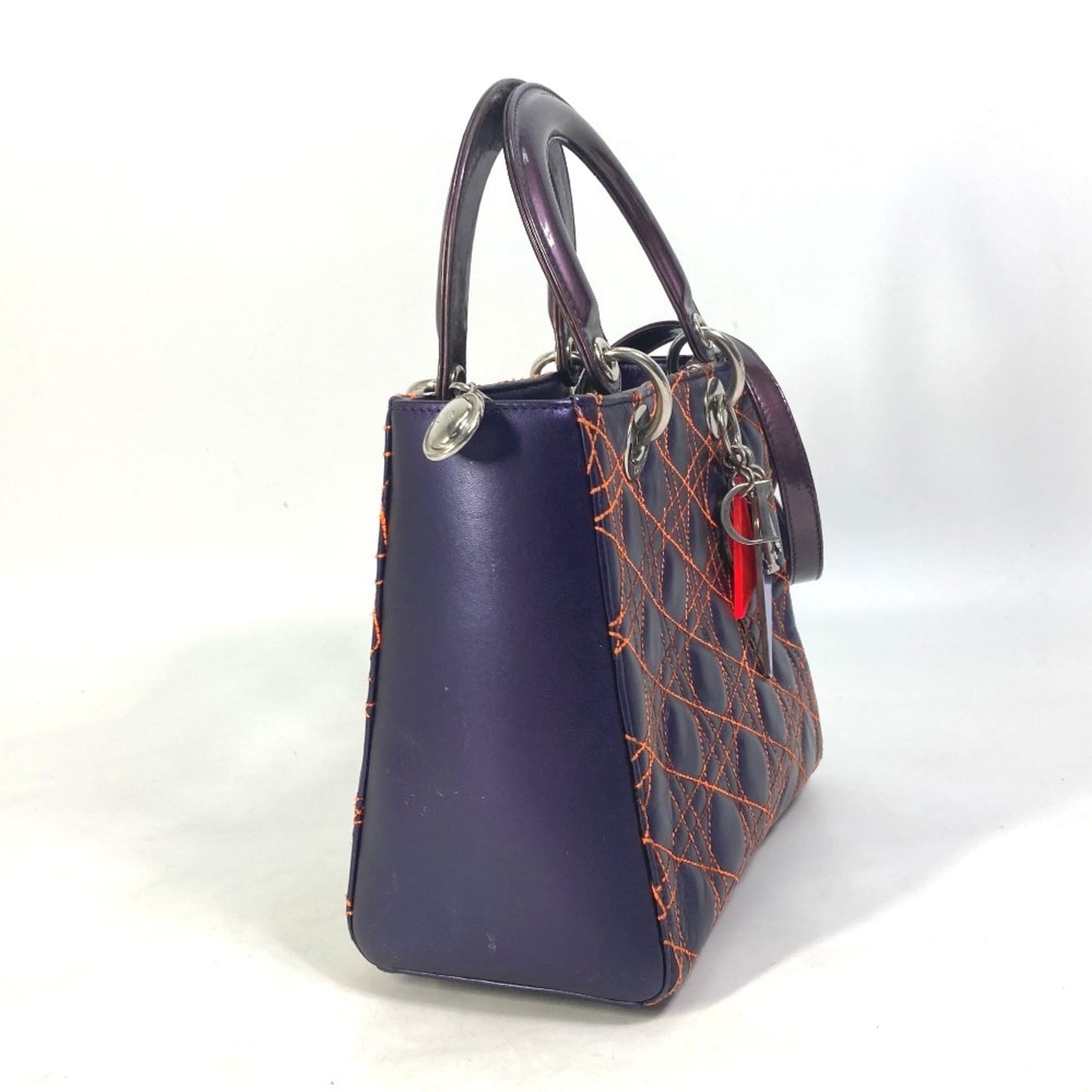 Christian Dior Orange Purple Leather Handbag Shoulder Bag  