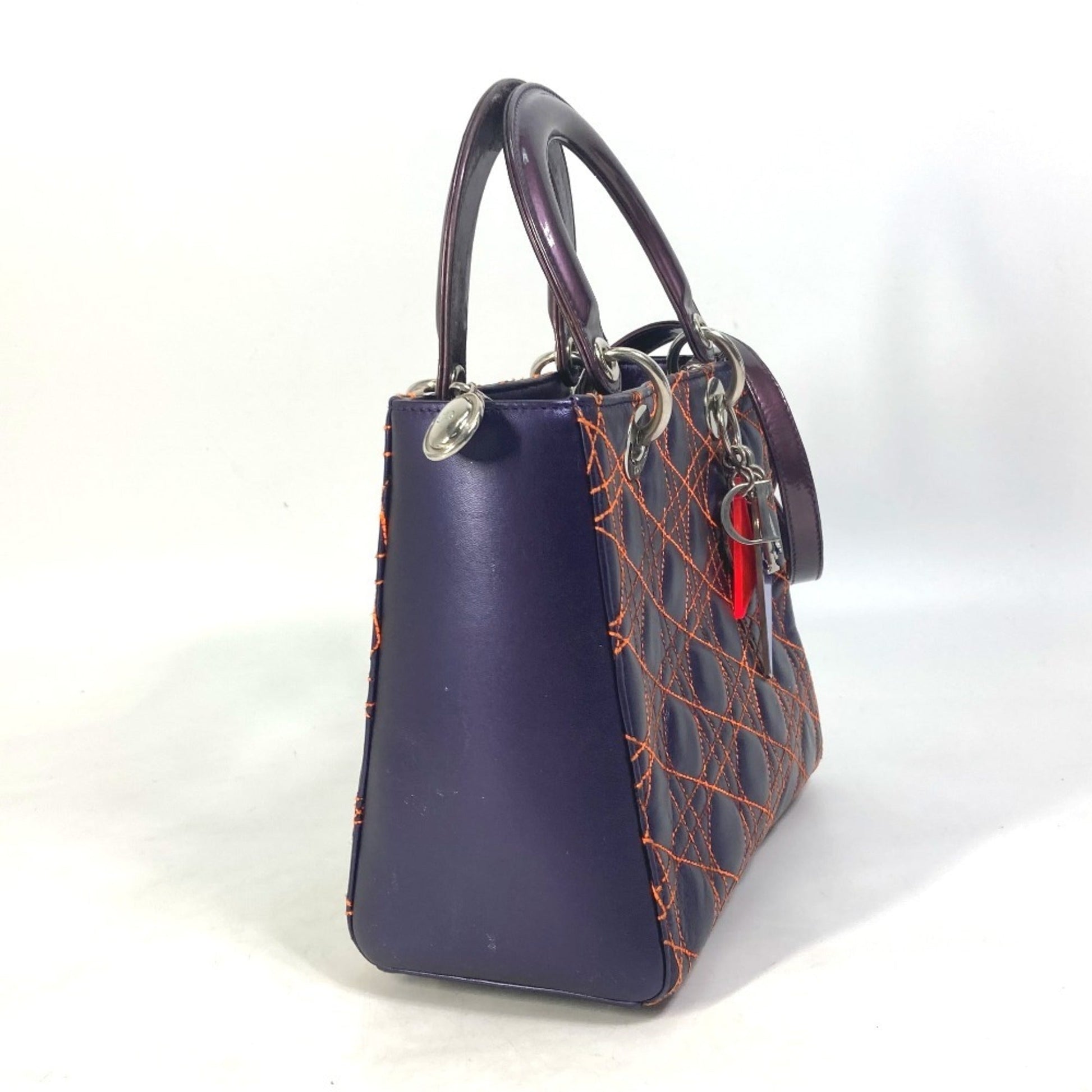 Christian Dior Orange Purple Leather Handbag Shoulder Bag  