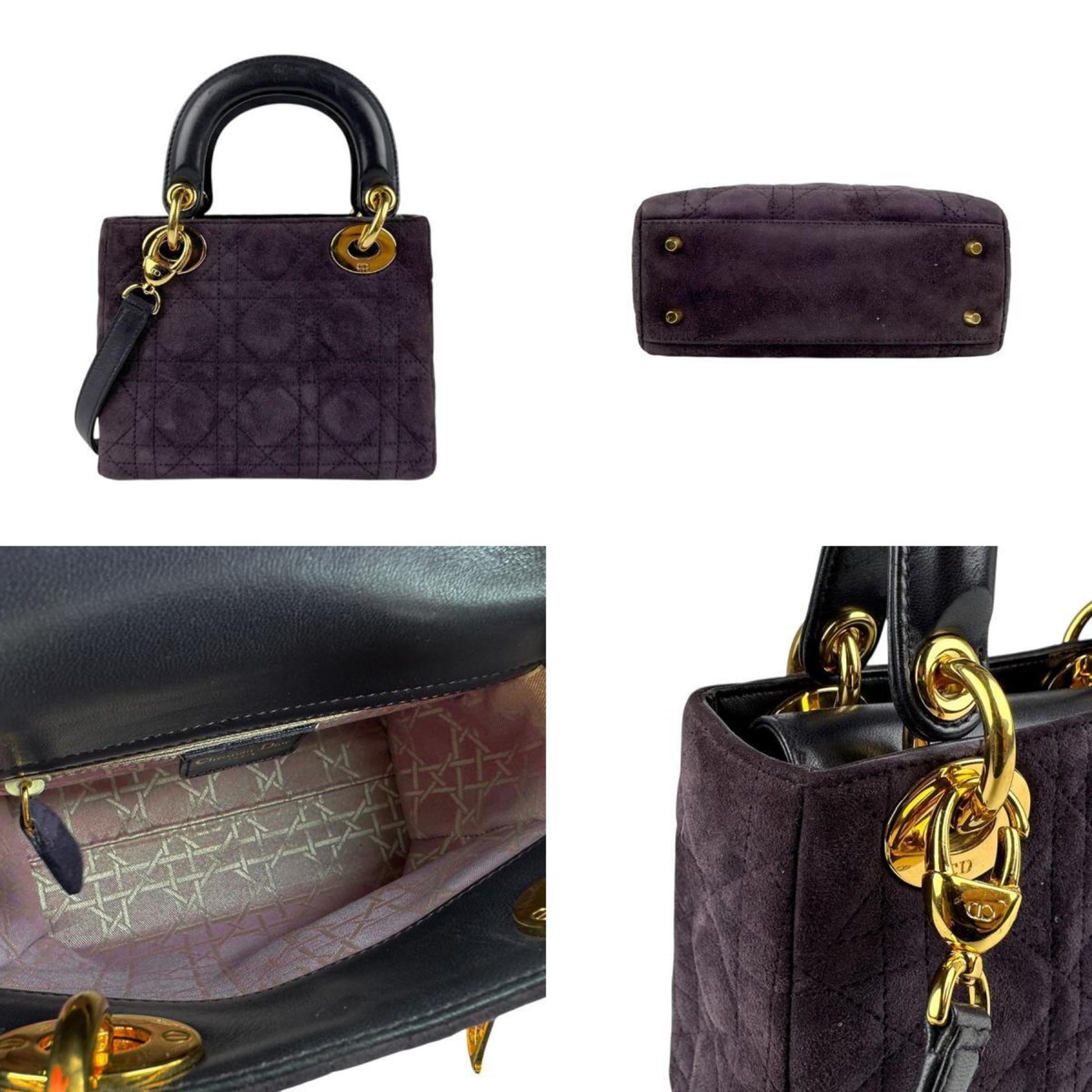Christian Dior Black Purple Suede Leather Handbag Shoulder Bag  