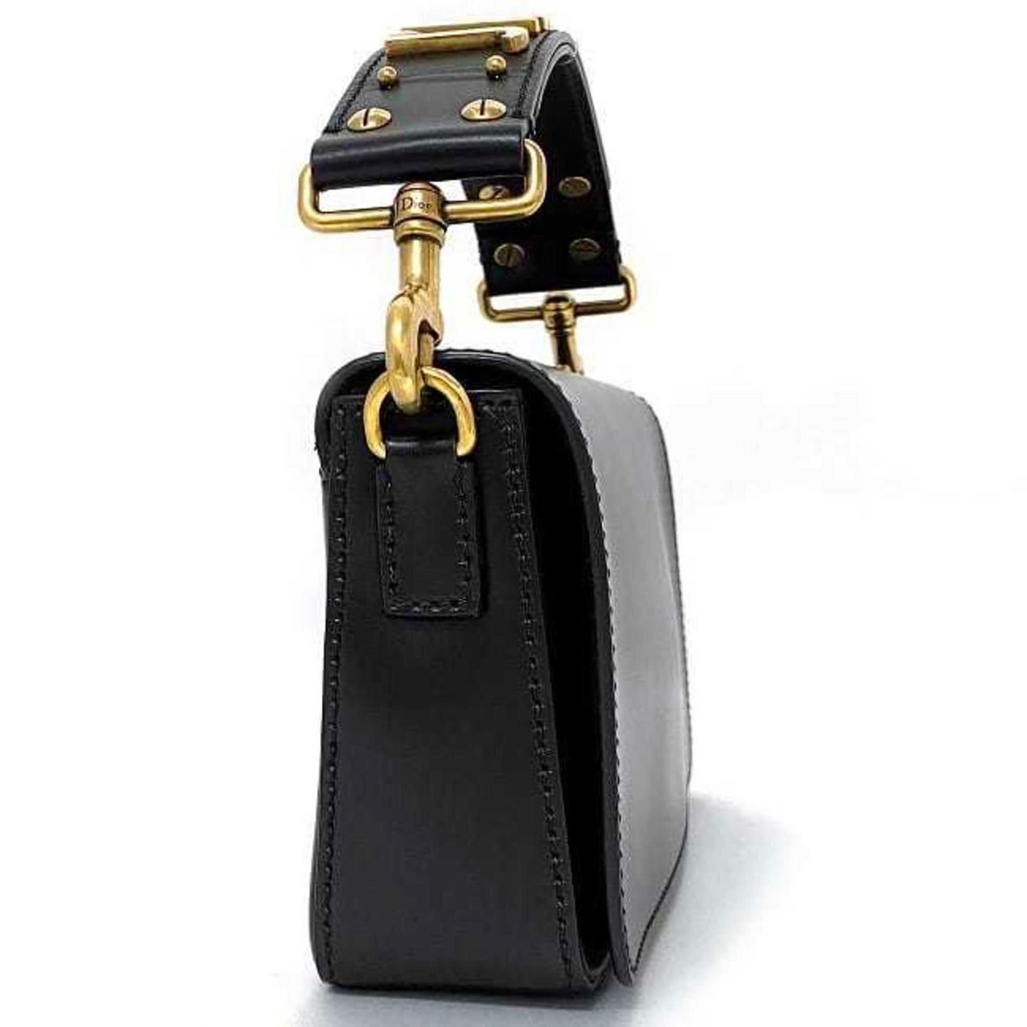 Christian Dior Black Leather Clutch Bag Handbag  