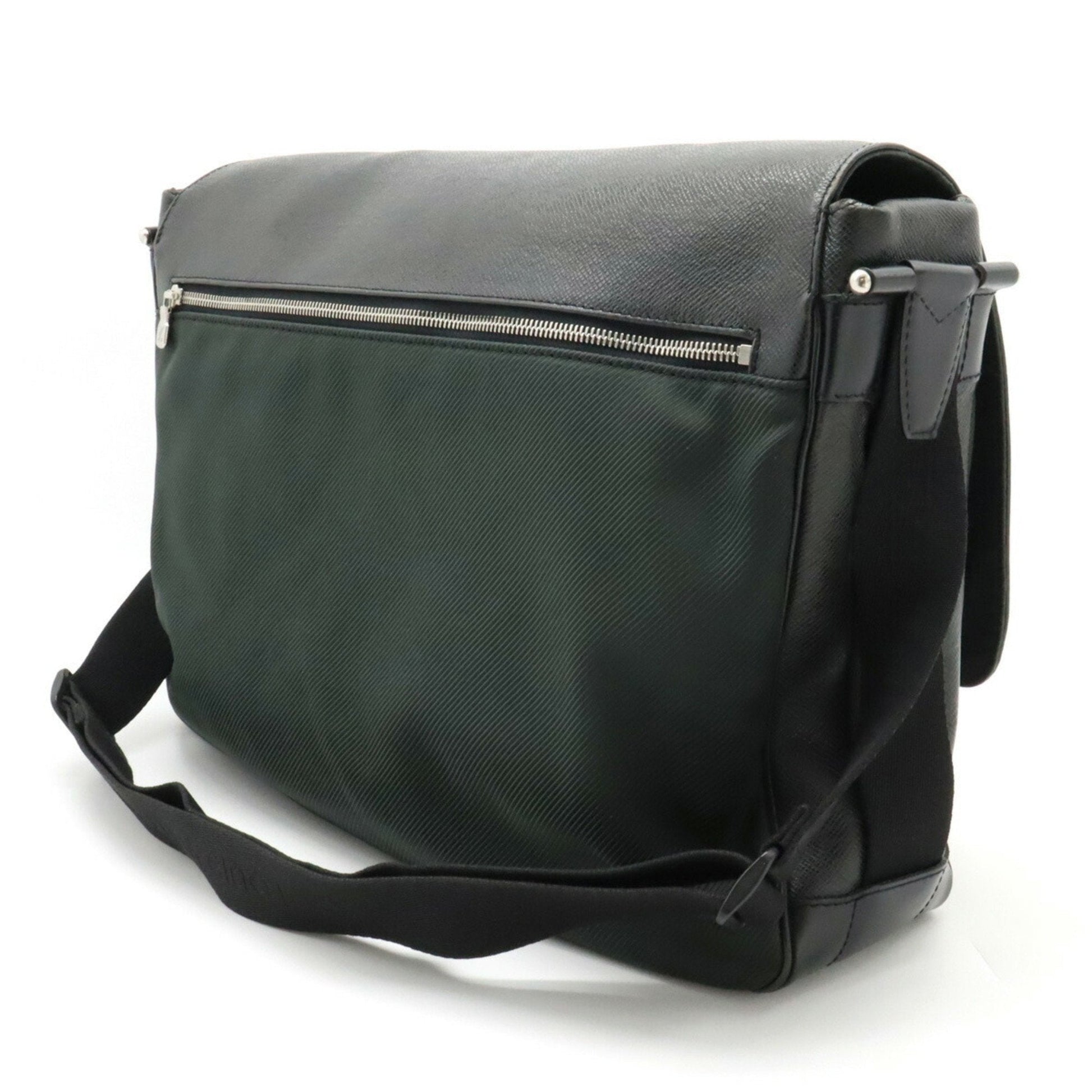 LOUIS VUITTON Taiga Delsu Shoulder Bag Leather Ardoise Black