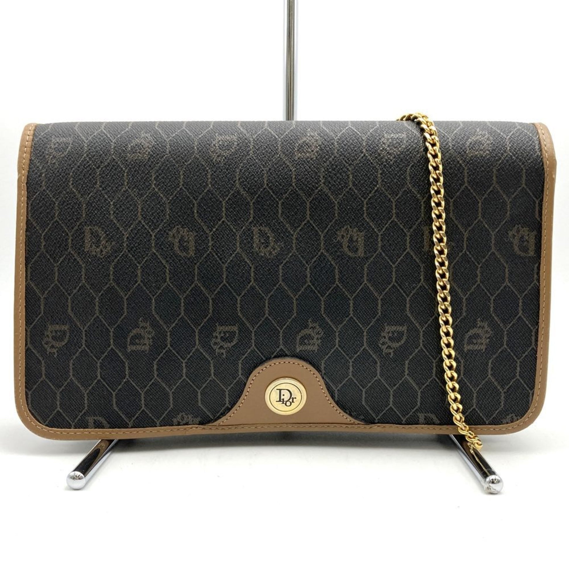 Christian Dior Brown Pvc Leather Shoulder Bag  