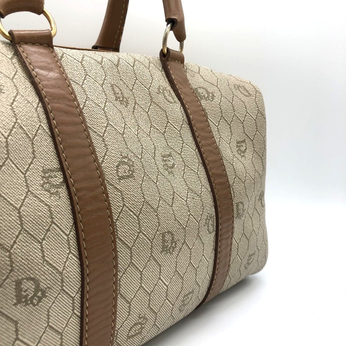 Christian Dior Beige Brown Pvc Handbag  