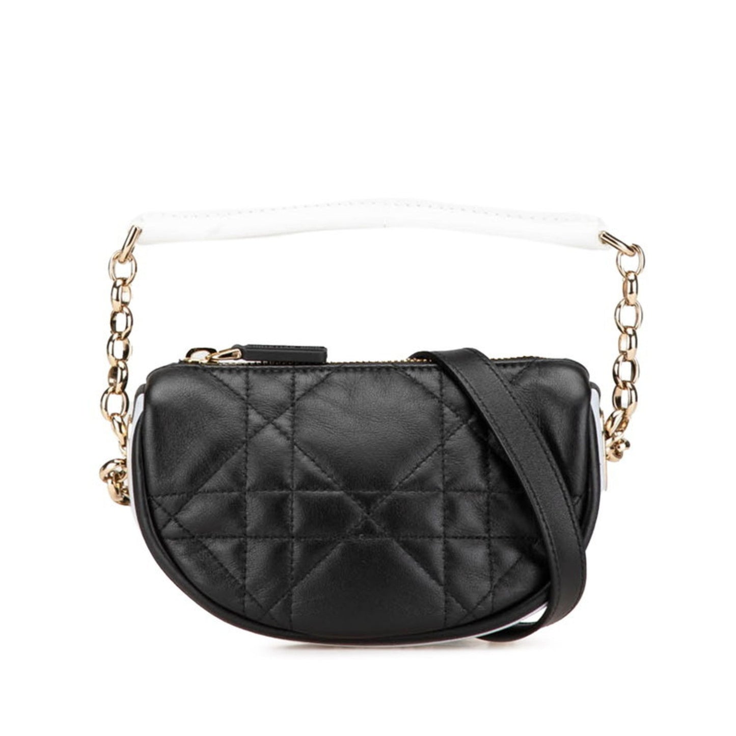 Christian Dior Black White Leather Handbag Shoulder Bag  