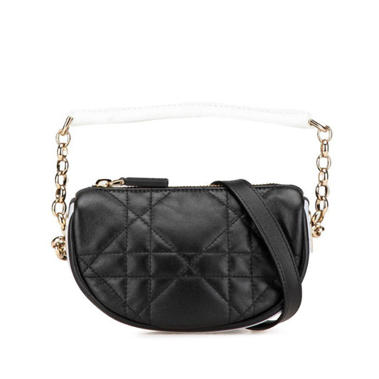 Christian Dior Black White Leather Handbag Shoulder Bag  