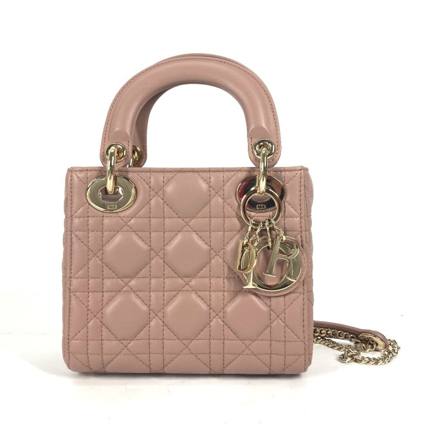 Christian Dior Pink Beige Leather Handbag Shoulder Bag  