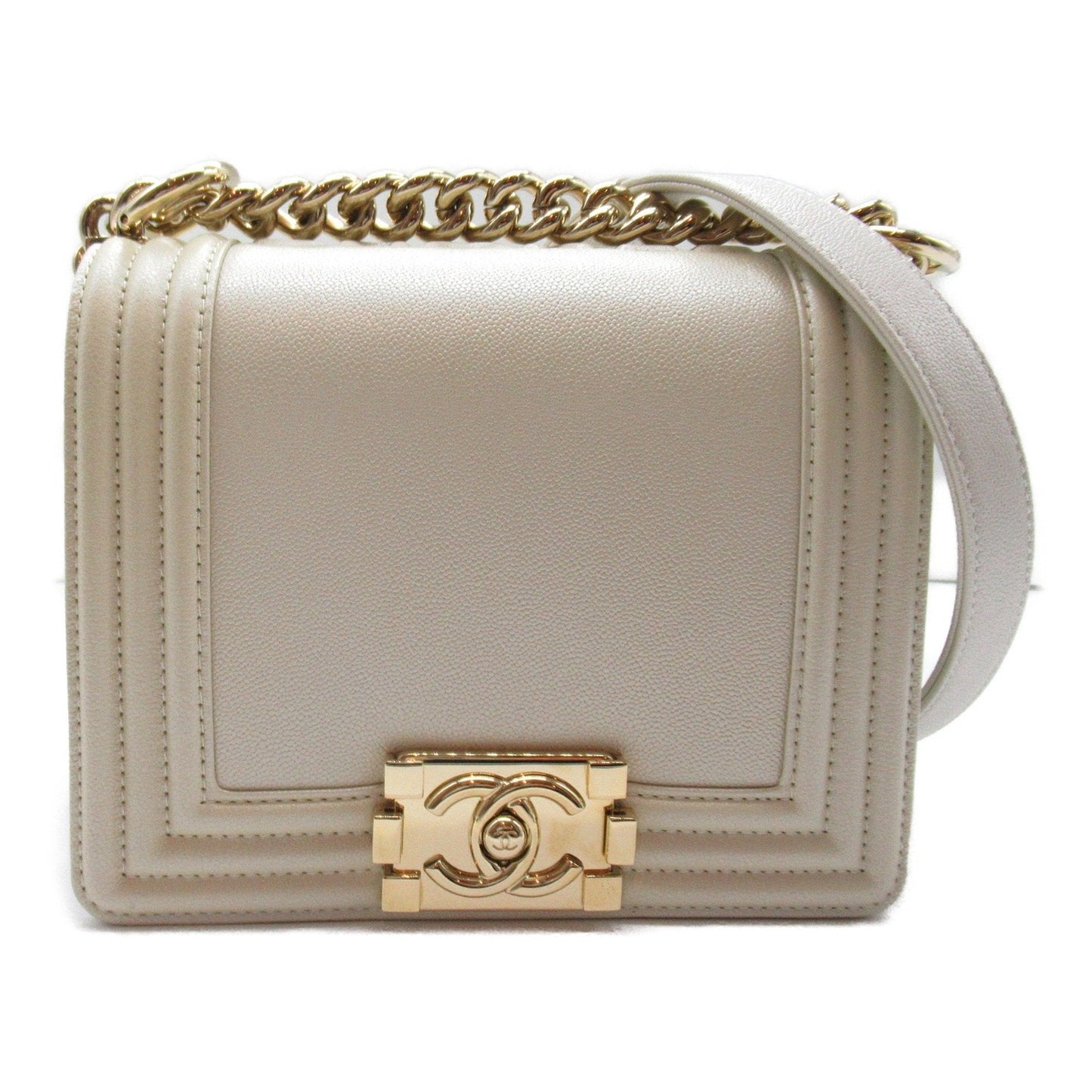 CHANEL Boy Chanel ChainShoulder White leather