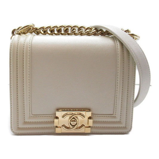 CHANEL Boy Chanel ChainShoulder White leather