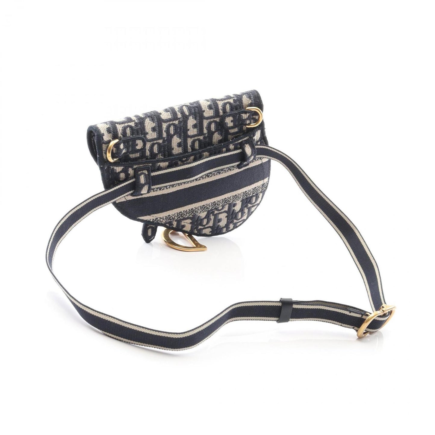 Christian Dior Beige Navy Canvas Fanny Pack Saddle Bag  