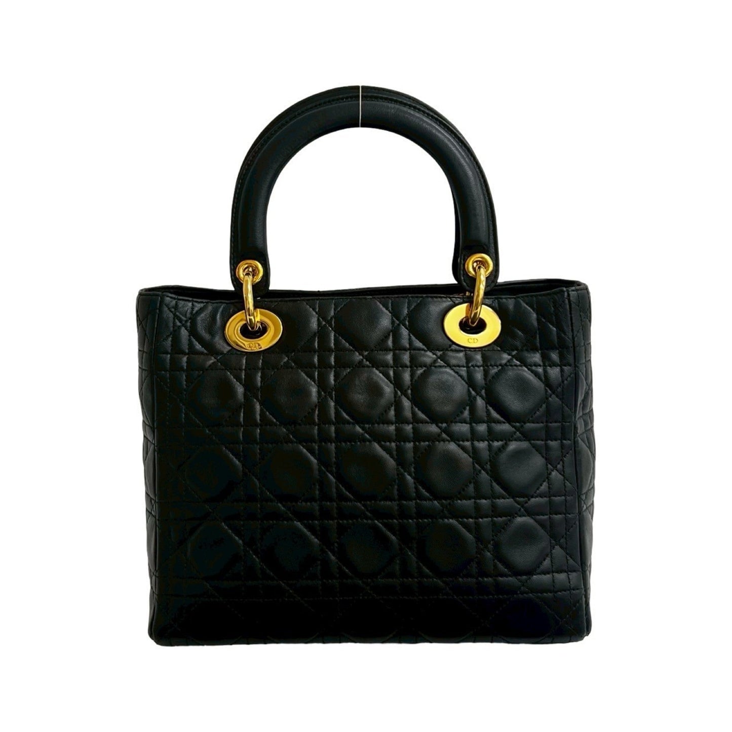 Christian Dior Black Leather Handbag Tote Bag  