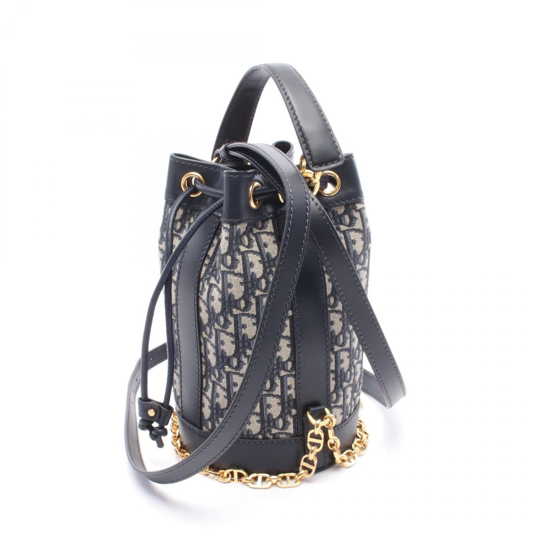 Christian Dior Gray Navy Canvas Leather Backpack  