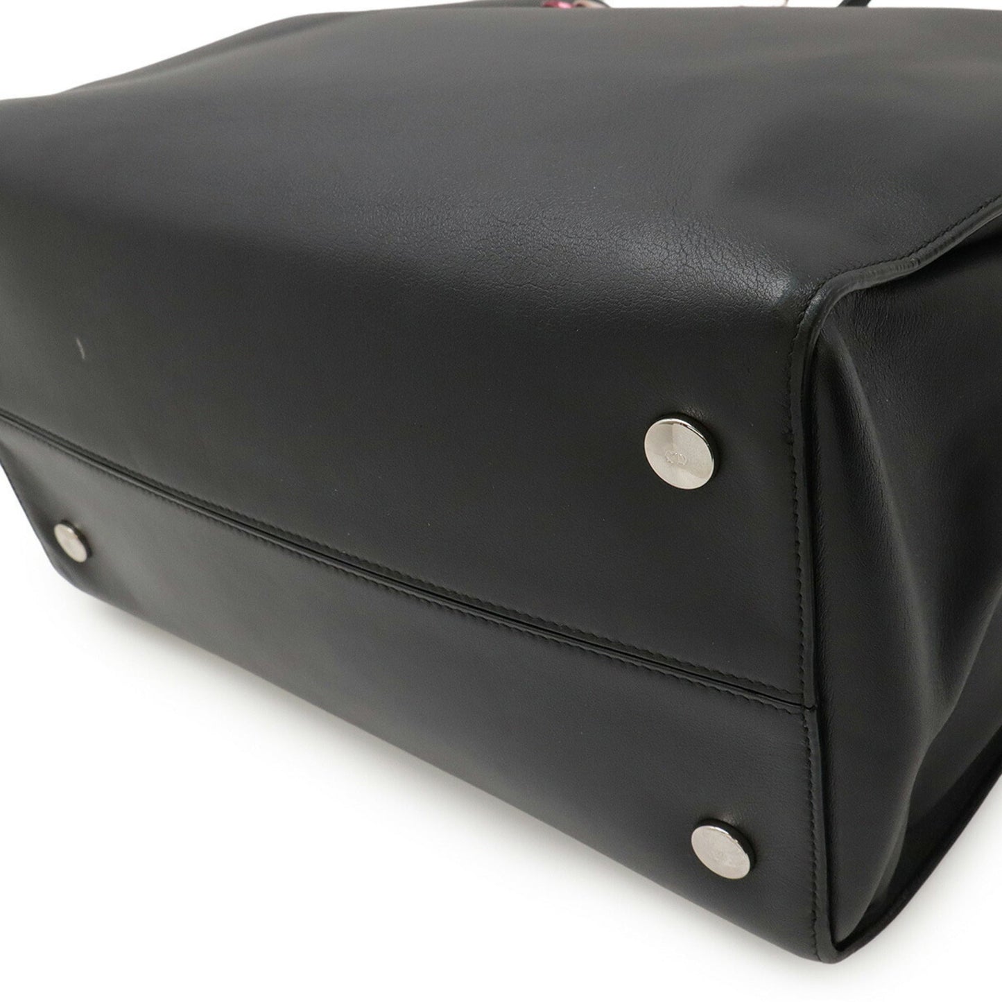 Christian Dior Black Pink Leather Tote Bag  
