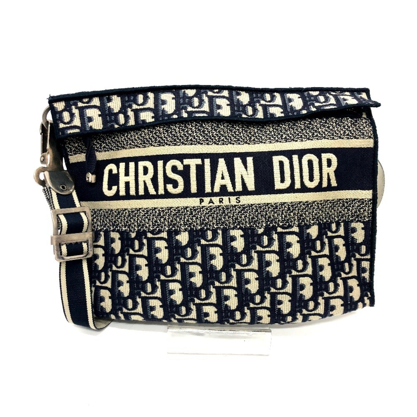 Christian Dior Navy Jacquard Shoulder Bag  