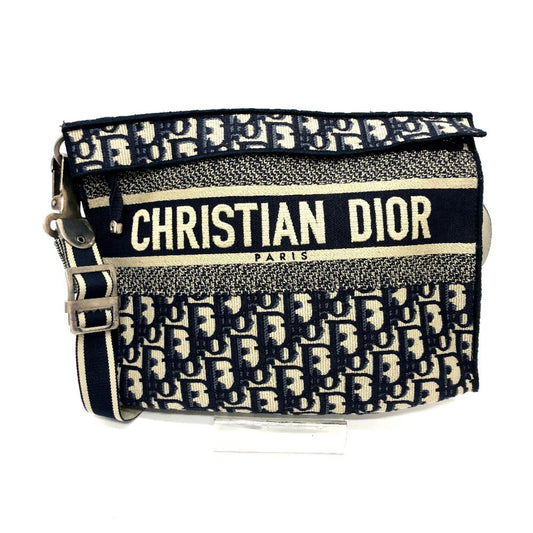 Christian Dior Navy Jacquard Shoulder Bag  