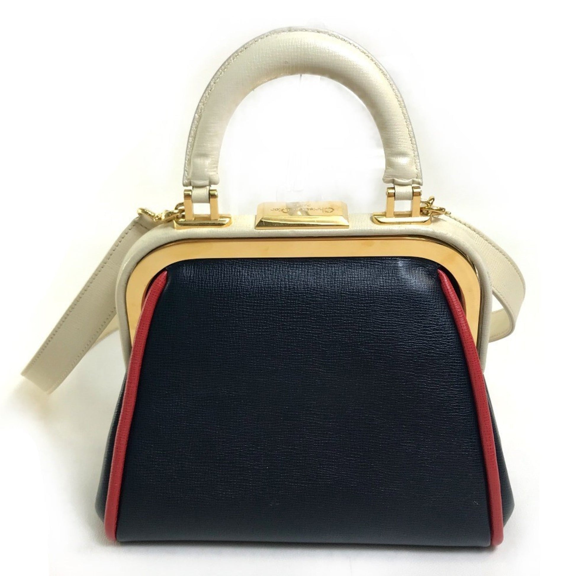 Christian Dior Navy Leather Handbag  