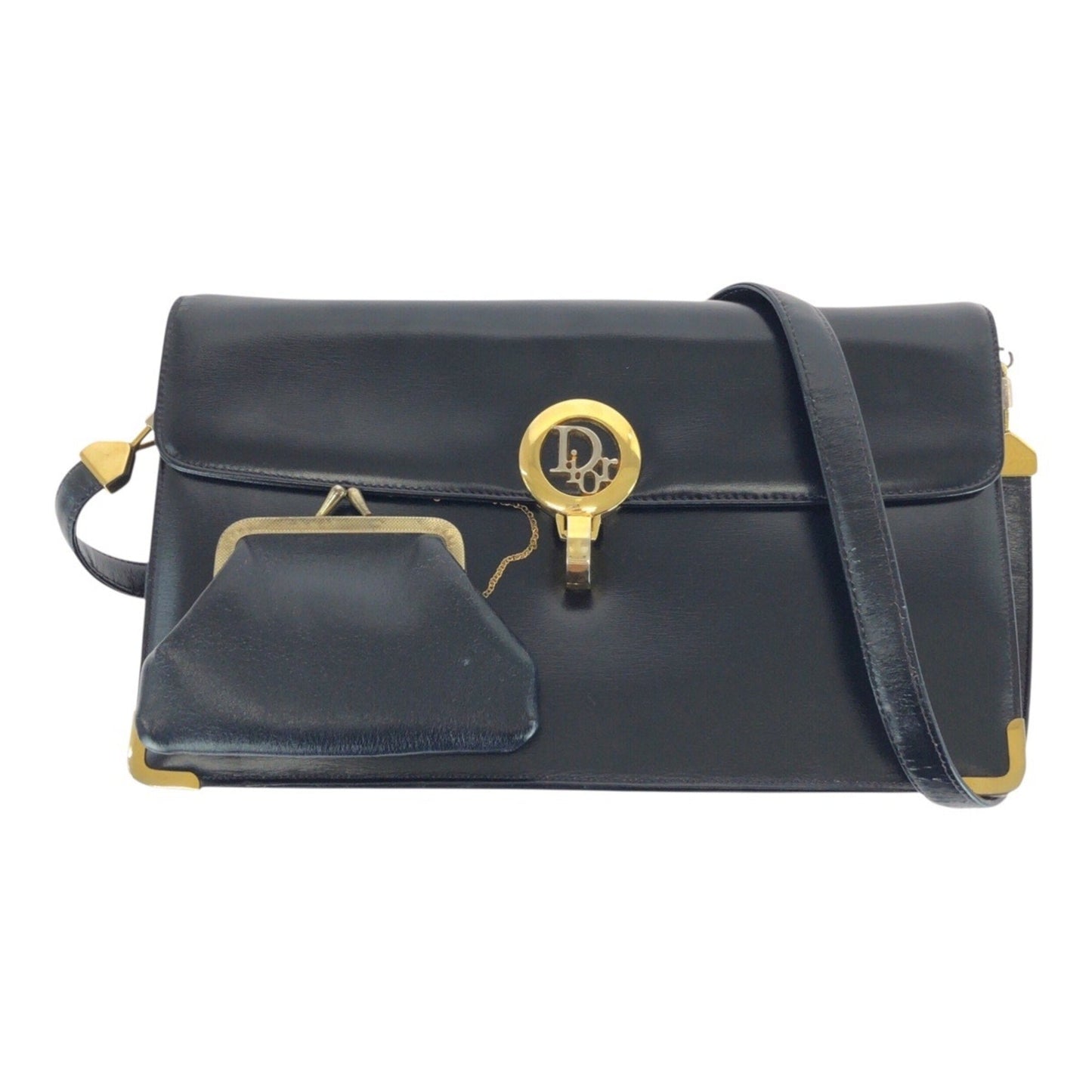 Christian Dior Black Leather Pochette Shoulder Bag  