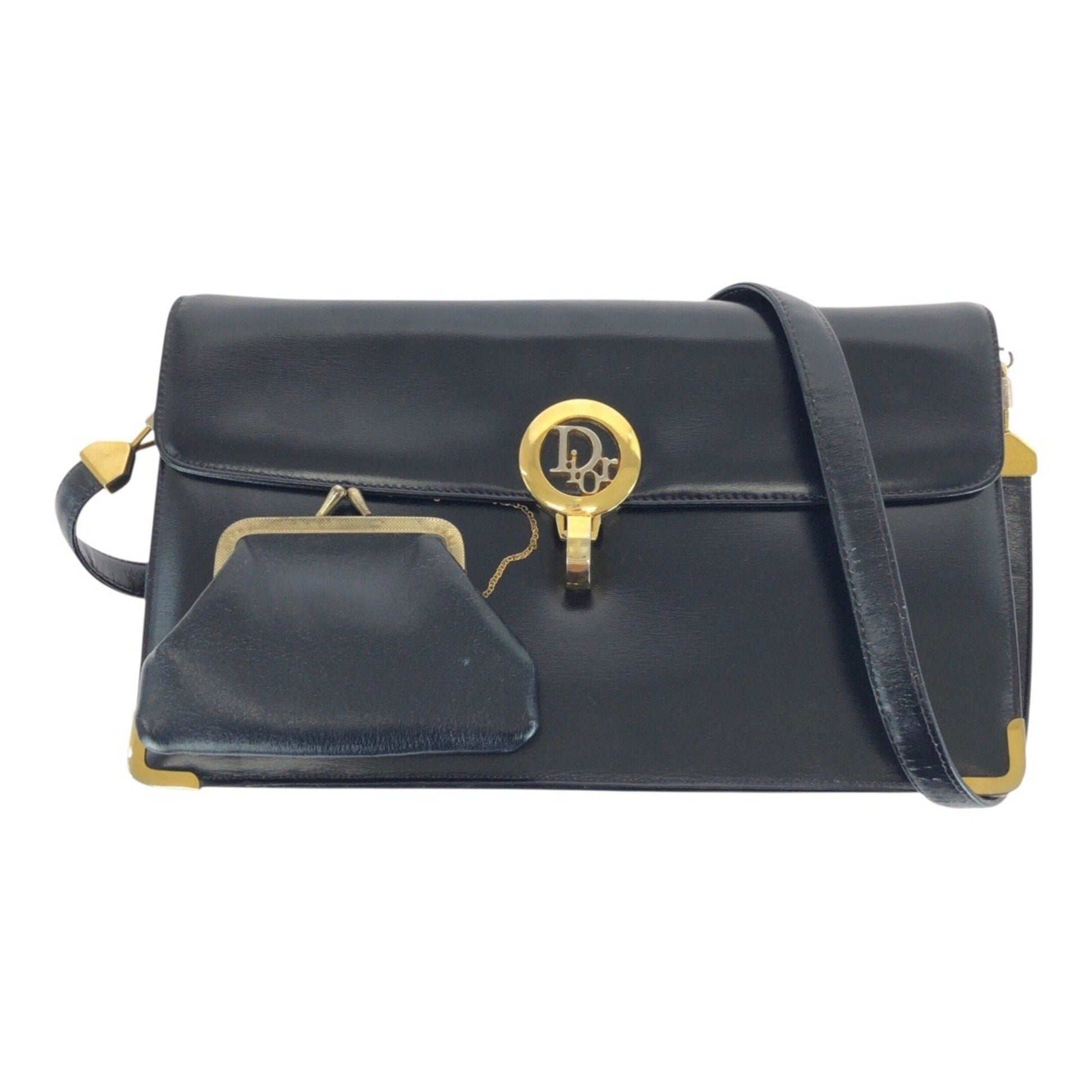 Christian Dior Black Leather Pochette Shoulder Bag  