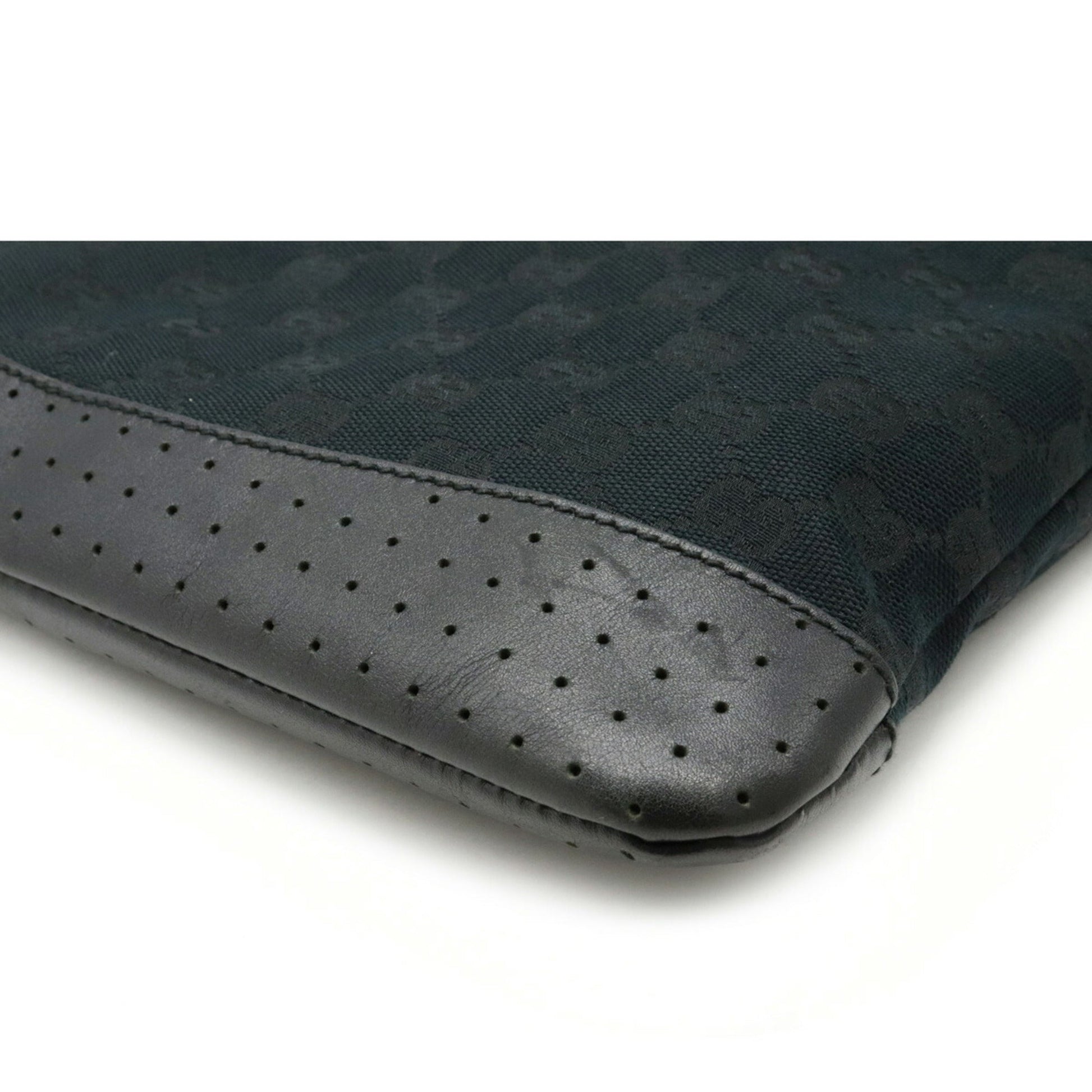 Gucci Black Leather Canvas Shoulder Bag Style 2