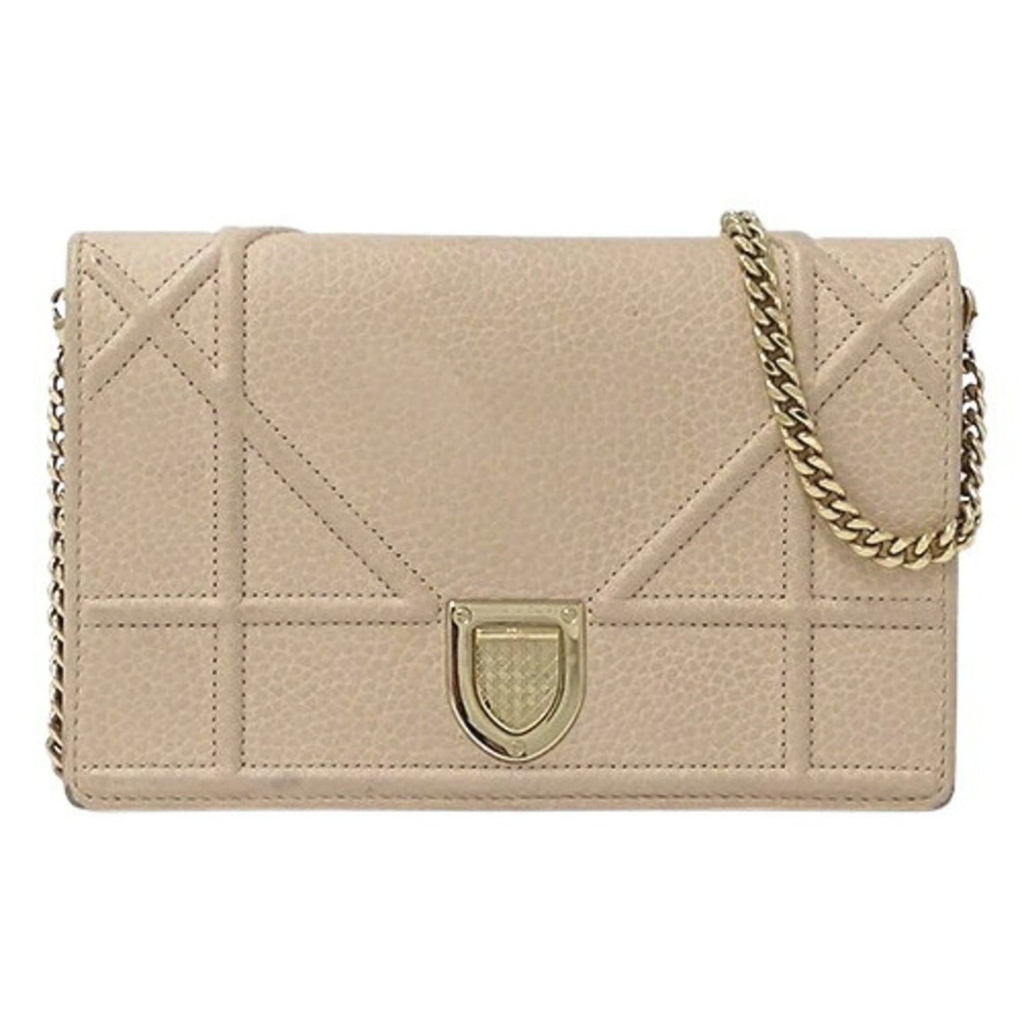 Christian Dior Pink Beige Leather Clutch Bag Shoulder Bag  