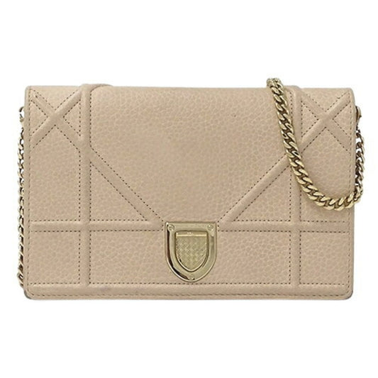 Christian Dior Pink Beige Leather Clutch Bag Shoulder Bag  