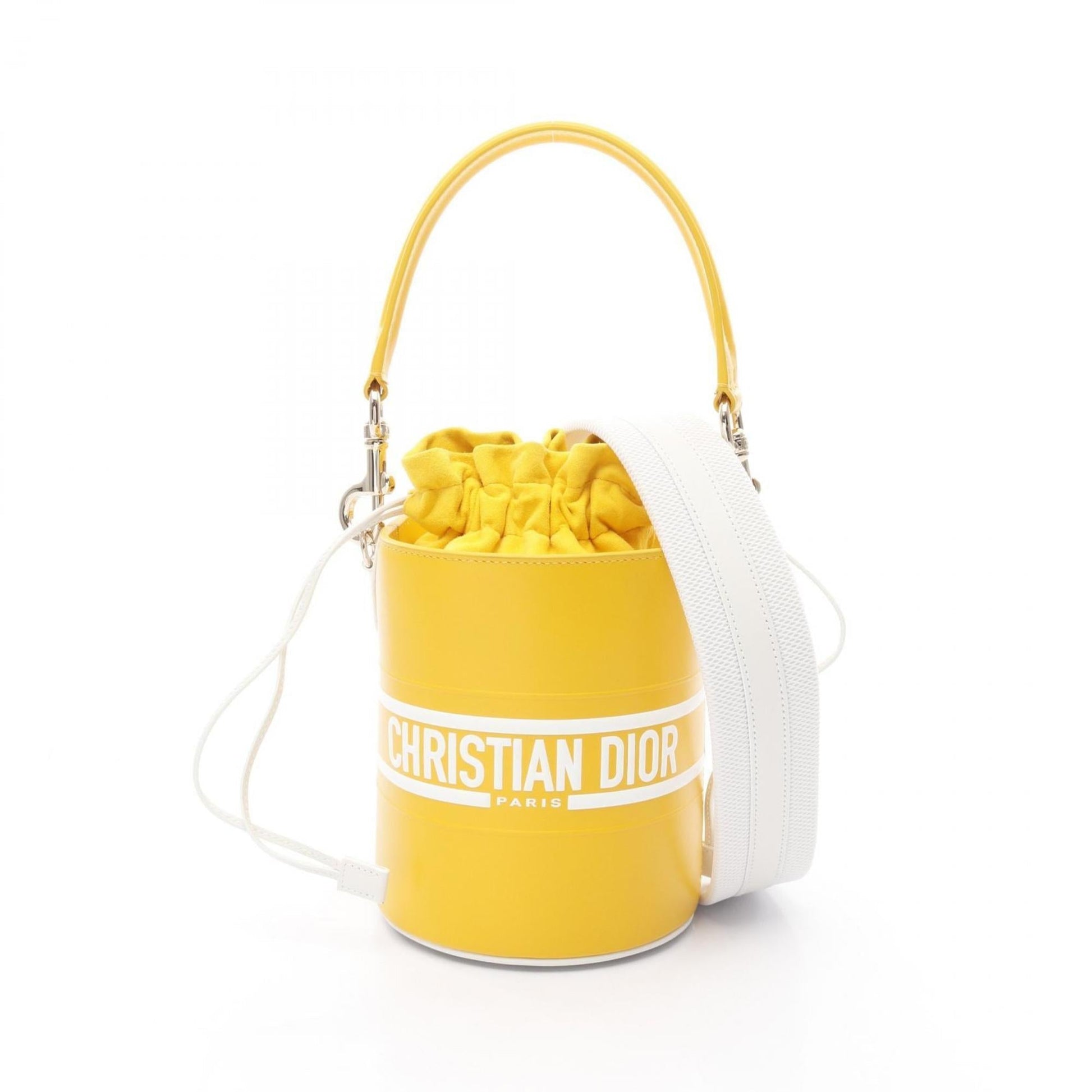 Christian Dior White Yellow Leather Handbag  