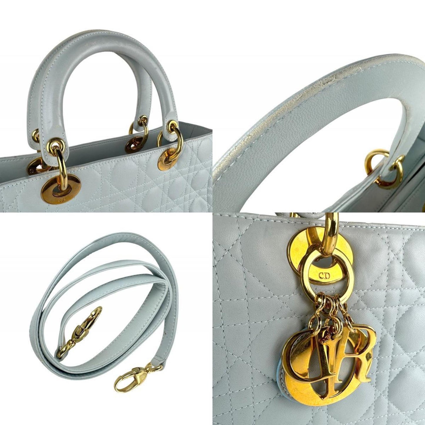 Christian Dior Light Blue Leather Handbag Shoulder Bag  