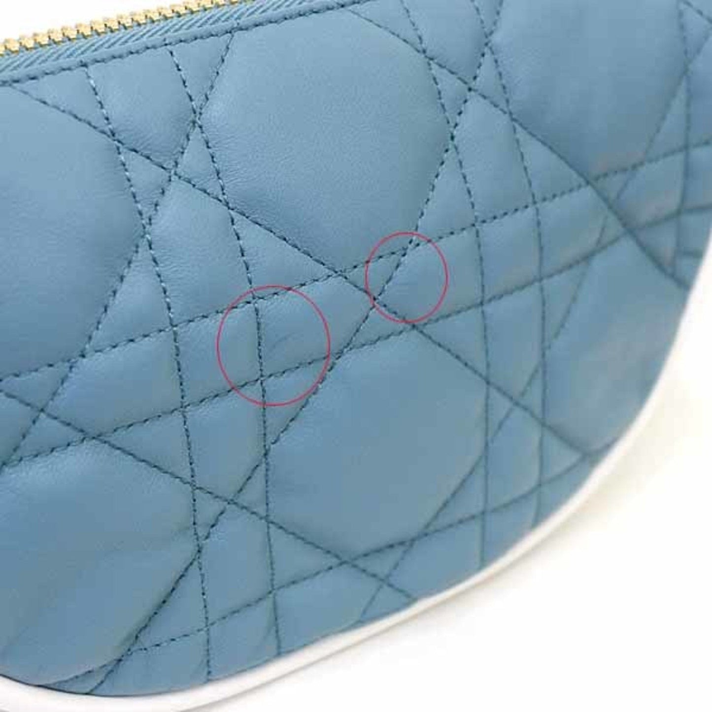 Christian Dior Black Blue White Leather Shoulder Bag  