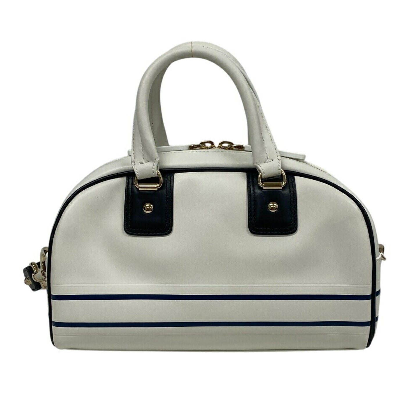 Christian Dior Navy White Leather Handbag  