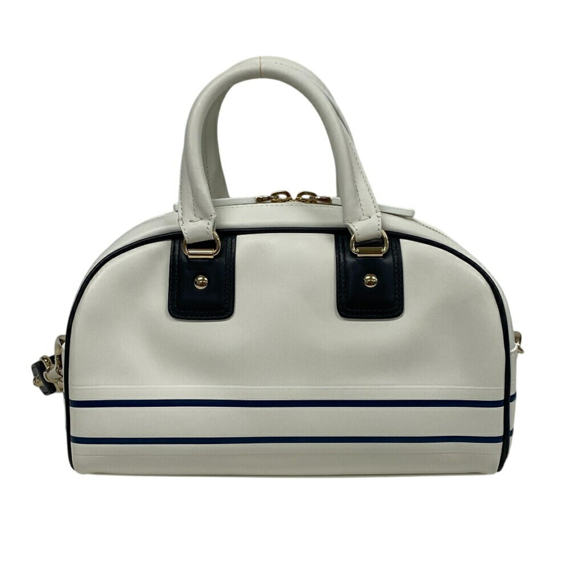 Christian Dior Navy White Leather Handbag  