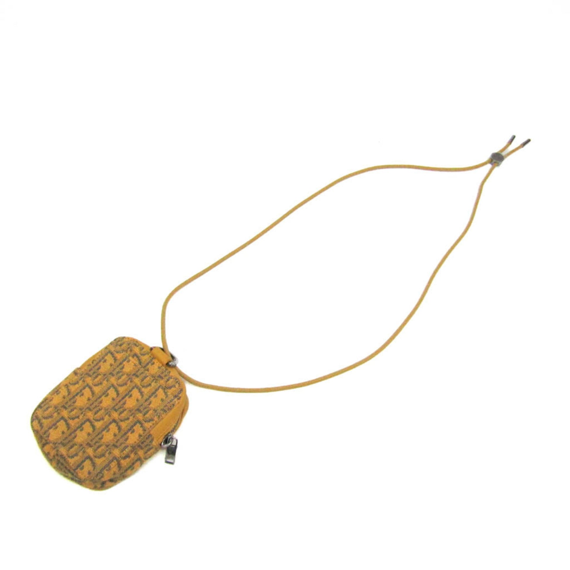 Christian Dior Yellow Leather Jacquard Pouch Shoulder Bag  