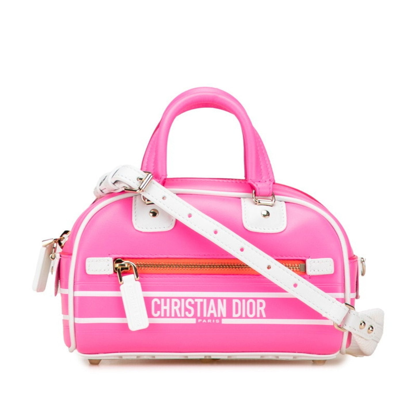 Christian Dior Pink White Leather Handbag  
